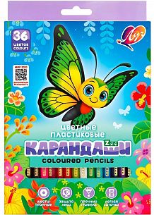 Набор цветных карандашей Луч ZOO 36 цв. шестигранные, пластиковые, в картонной упаковке