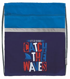 Мешок для обуви Schoolformat CATCH THE WAVES 49х41 см, большой с карманом, для мальчиков