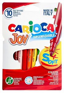Фломастеры суперсмываемые CARIOCA JOY 10 цветов, круглый корпус, картонная упаковка