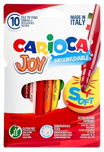 Фломастеры Carioca JOY классические 10 цв. круглый корпус, суперсмываемые, картонная упаковка