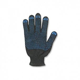 Перчатки Текстиль К трикотажные c точечным ПВХ покрытием, 5-ти нитка, 10 класс, черные