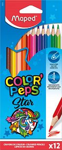 Карандаши цветные MAPED COLOR'PEPS из американской липы, 12 цветов, трехгранные, ударопрочный грифель, в картонном футляре