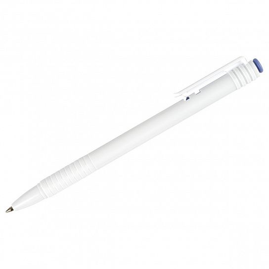 Ручка шариковая автоматическая Стамм 500 синий 0,7 мм круглый корпус белый