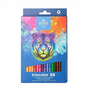 Набор цветных карандашей Koh-I-Noor TRIOCOLOR TIGER 36 цветов трехгранный корпус дерев. карт.уп.