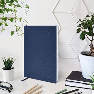 Ежедневник недатированный, А5, LOREX NOTES CLASSIC, 128 л., мягкая обложка, синий металлик, с блинтовым тисненим, ляссе, тонированная бумага