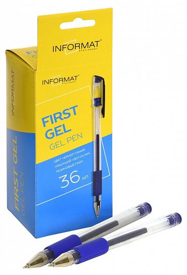 Ручка гелевая INFORMAT, 0,5 мм, синяя, резиновый грип