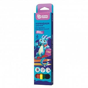Набор цветных карандашей Schoolformat SMART DINO 6 цветов шестигранные, дерево