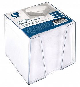 Блок для записей в подставке LITE 9х9х9 см белый 65 г/м2, цвет подставки прозрачный