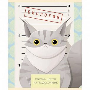 Тетрадь 48 л. А5 клетка, на скрепке, Unnika ПУШИСТЫЕ ХУЛИГАНЫ Биология мелованный картон, твин-лак, фольга