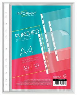 Файлы INFORMAT А4 30 мкм прозрачные, гладкие, 10 шт