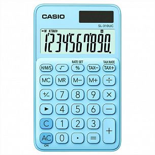 Калькулятор, CASIO SL-310UC-LB, 8 разрядный, карманный, голубой