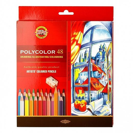 Карандаши цветные художественные POLYCOLOR, 48цв, с аксессуарами