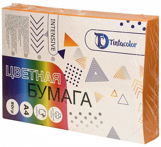 Бумага цветная Tintacolor А4, 80 гр/м2, 500 листов, интенсив оранжевый