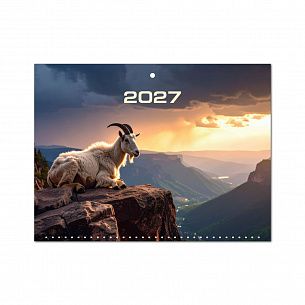 Календарь настенный квартальный 2027 г. INFORMAT Символ года 297×710 мм 3 блока, офсет, на гребне