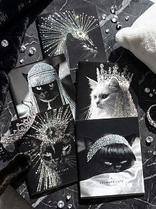 Тетрадь 48 л. А5 кл. скреп. офс. LOREX CROWNED CATS мел. карт. двойная обложка запечатка форзаца, soft touch, глиттер