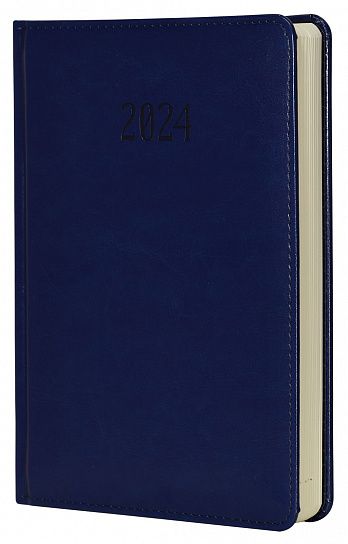 Ежедневник А5 датированный 2024г INFORMAT ИДЕЯ 176 листов синий, твердая обложка с тиснением, с закладкой-ляссе