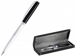 Шариковая ручка MANZONI CHIETI, серебро, футляр кожзам