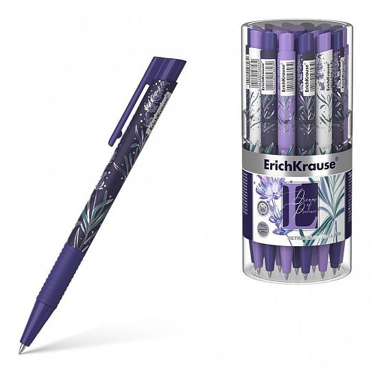 Ручка шариковая автоматическая ErichKrause Lavender Matic&Grip синий 1 цв. 0,7 мм круглый матовый корпус