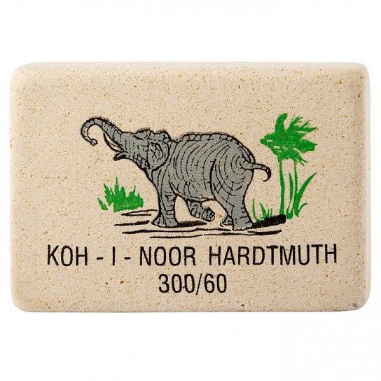Ластик KOH-I-NOOR ELEPHANT 300/60 каучук 31х21х8 мм, белый, цветная печать