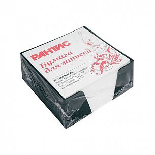 Блок для записей в подставке Рантис, 90x90x45 мм, черная подставка, белый блок белизна 92—100%