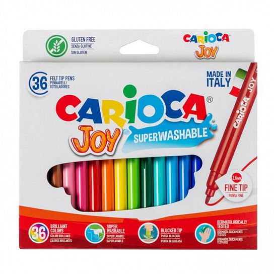 Фломастеры Carioca JOY классические 36 цв. круглый корпус, суперсмываемые, картонная упаковка