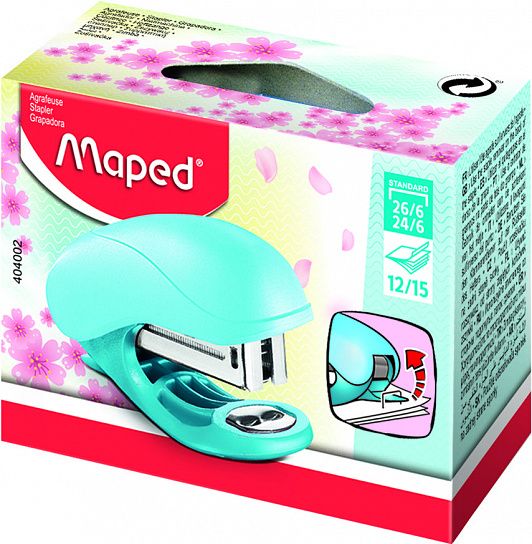 Степлер MAPED VIVO PASTEL до 15 листов№ №24/6,26/6 пластик