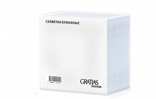 Салфетки бумажные Gratias 1-слойные 24х24 см белые 100 шт