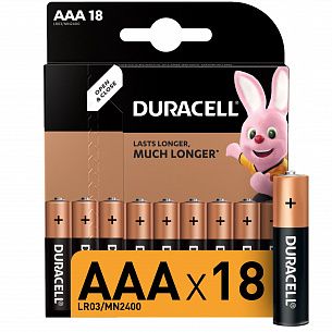 Батарейки Duracell BASIC AAA LR03 алкалиновые 1,5V 18 шт/упак