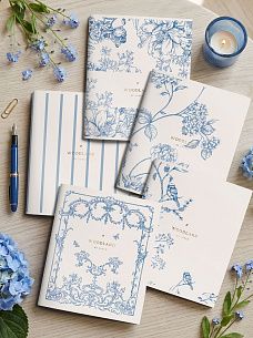 Тетрадь 48 л. А5 клетка, на скрепке, офсет LOREX BLUE FLOWERS мелованный картон, двойная обложка, запечатка форзаца, soft touch, фольга