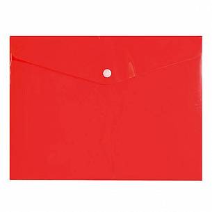 Пластиковый конверт INFORMAT А5+, на кнопке, прозрачный 180 мкм, красный