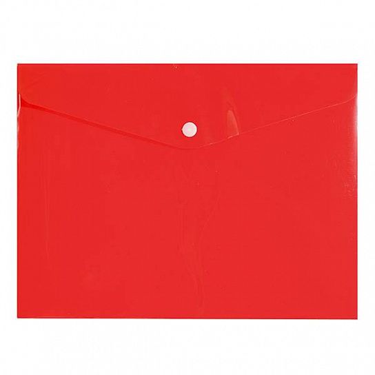 Пластиковый конверт INFORMAT А5+, на кнопке, прозрачный 180 мкм, красный