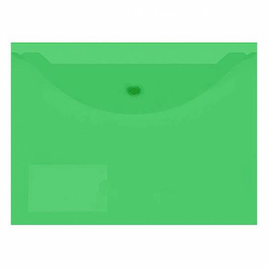 Пластиковый конверт INFORMAT А4, на кнопке, с карманом, прозрачный 150 мкм, зеленый