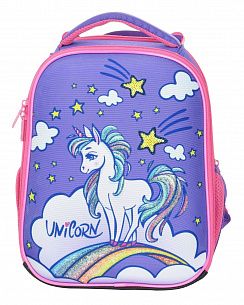 Рюкзак Schoolformat Little unicorn, модель ERGONOMIC 2А4M, жесткий каркас, двухсекционный, 35х26х16 см, 14 л, для девочек