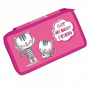 Пенал 3  секции большой, Schoolforma МИ-МИ КОТИК, 190х105, ламинированный картон, молния