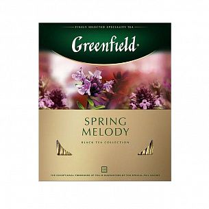 Чай Greenfield SPRING MELODY черный, чабрец, мята 100 пакетиков