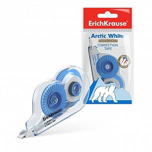 Корректирующая лента-роллер ErichKrause ARCTIC WHITE 4,2 мм х 5 м, прямой ход ленты, цвет корпуса прозрачный