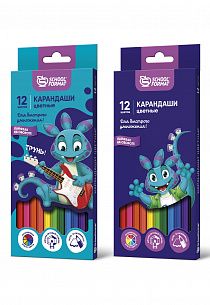 Набор цветных карандашей Schoolformat SMART DINO 12 цв. шестигранные, корпус деревянный, картонная упаковка