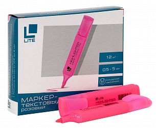 Маркер текстовый классический LITE 0,5-5 мм розовый скошенный 1 шт