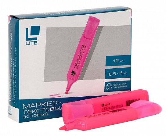 Маркер текстовый классический LITE 0,5-5 мм розовый скошенный 1 шт