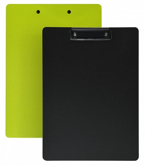 Планшет INFORMAT А4 с зажимом, пластиковый, черно-зеленый