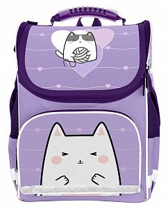 Рюкзак подростковый Schoolformat BASIC MEOW POWER 13л сиреневый 38х28х16 жесткокаркасный 1 отделение для девочек