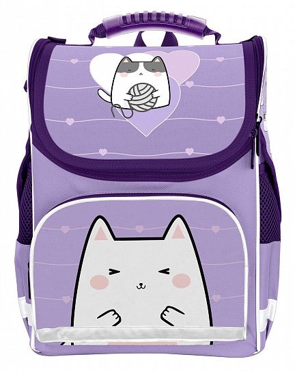 Рюкзак подростковый Schoolformat BASIC MEOW POWER 13л сиреневый 38х28х16 жесткокаркасный 1 отделение для девочек