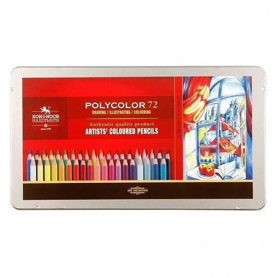 Набор цветных карандашей POLYCOLOR 3827 72 цв. металл. коробка