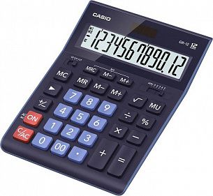 Калькулятор CASIO GR-12 BU, настольный бухгалтерский, 12 разрядный, синий