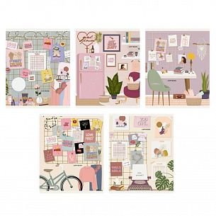 Тетрадь 48 л, клетка, скрепка, FOR GIRLS А5 мелованный картон, фольга серебро
