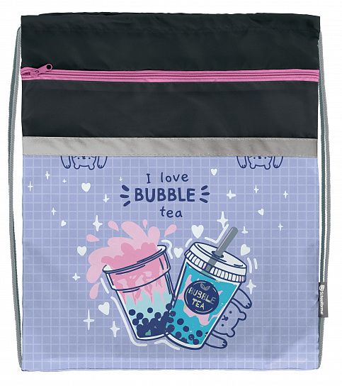 Мешок для обуви Schoolformat BUBBLE TEA 42х34 см, с карманом, для девочек
