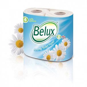 Туалетная бумага BELUX Aroma, 2 слоя, ромашка, 4 шт., целлюлоза, белая с тиснением