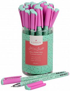 Ручка масляная LOREX ELEGANCE.AMOUR Slim Soft синяя, игловидный наконечник, 0,5 мм