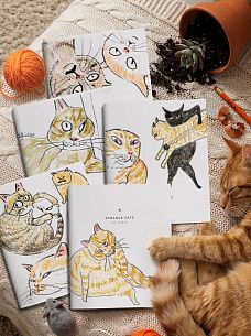 Тетрадь 48 л. А5 кл. скреп. офс. LOREX STRIKING CATS мел. карт. двойная обложка запечатка форзаца, мат.лам., эмбоссинг