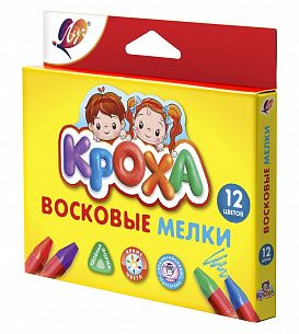 Набор восковых мелков утолщенные Луч КРОХА 12 цв. трехгранные, смываемые, диаметр 10 мм